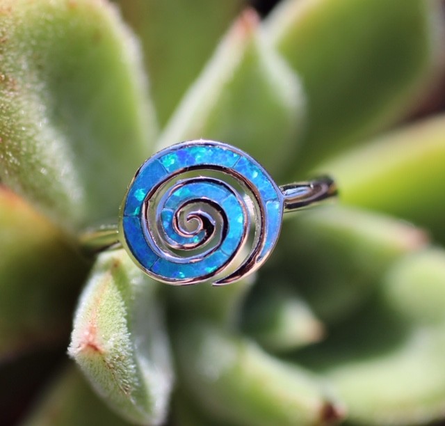 Blue spiral ring 